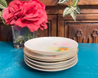 Vintage Floral China Set, Small Dessert Plates, Tea Party Decor