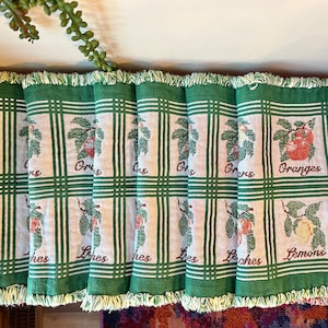 Vintage Woven Placemats Set of 6 | Decorative Red and Green Vintage Fringe Placemats | Woven Fruit Placemat Holiday Set of Six