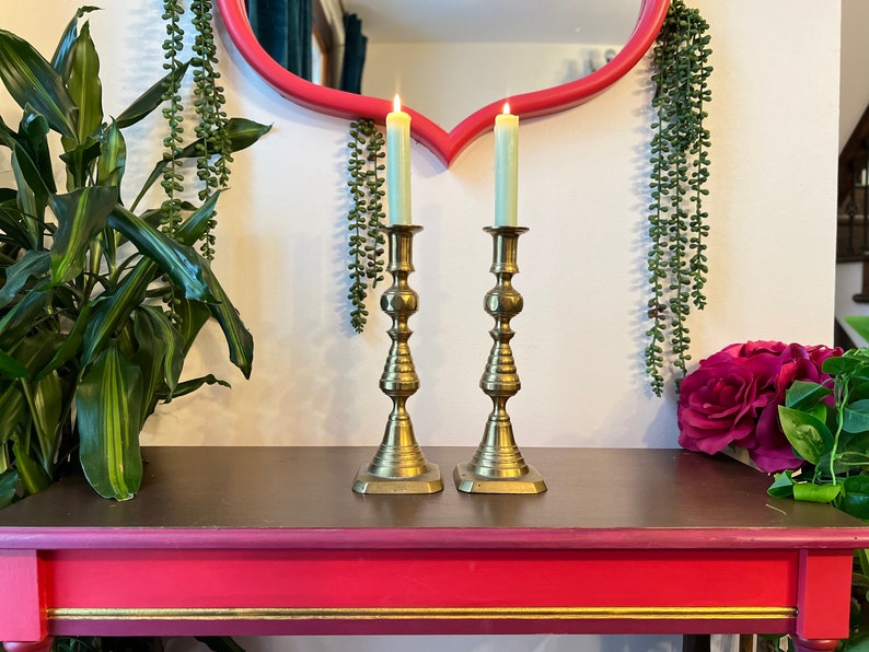 Antique Brass Victorian Candlesticks Made in England Stamped Etsy