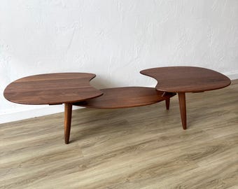 Tavolino da caffè vintage Ace-Hi Prelude in noce massello, stile moderno di metà secolo.