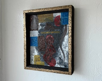 1970s Abstract Oil on Board Painting