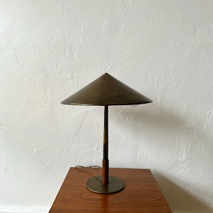 Bent Karlby | Lyfa | Brass + Teak Danish Table Lamp