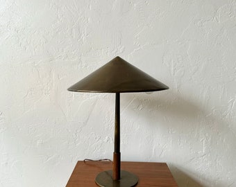 Bent Karlby | Lyfa | Brass + Teak Danish Table Lamp