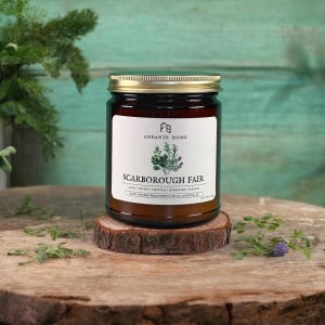 Scarborough Fair 7oz Scented Soy Candle, spring scent, herbal scent, fresh, gift for plant lover, garden scent, Kansas candle