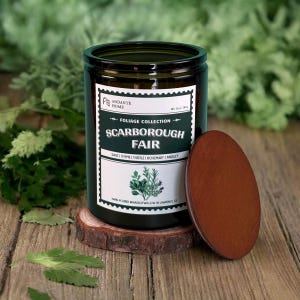 Scarborough Fair 10 oz Scented Soy Candle, spring scent, herbal scent, fresh, gift for plant lover, garden scent, Kansas candle
