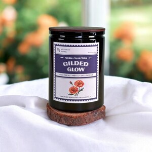 Gilded Glow 10 oz Scented Soy Candle, spring scent, floral scent, fresh, gift for flower lover, garden scent, gift for her, candle gift
