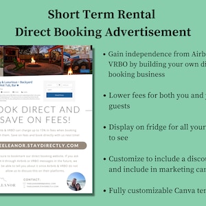 Short Term Rental Direct Booking Advertisement for Airbnb and VRBO