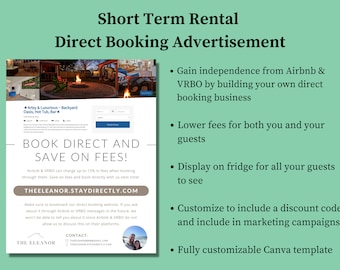 Short Term Rental Direct Booking Advertisement for Airbnb and VRBO
