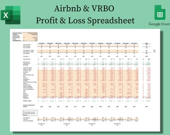 Airbnb & VRBO Income and Expense Tracker Spreadsheet | Excel and Google Sheets | Short Term Rental Profit and Loss Tracker