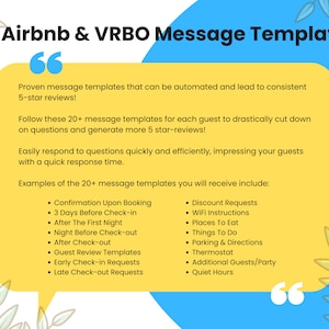 Airbnb & VRBO Short Term Rental Automated Message Templates | Proven System Leading To Five Star Reviews | Huge Timesaver!