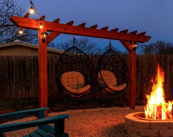 Hanging Egg Chair Outdoor Pergola Building Plans & SketchUp 3D Model | Purchases List With Links | Construction Drawings | Blueprints