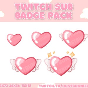 Angel Heart Twitch badges for Subs/Bits Cute Kawaii