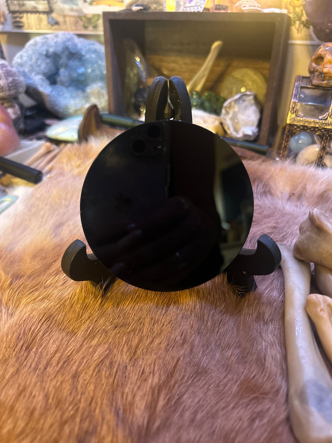 3 Inch Obsidian Scrying Mirrors With Stand Etsy
