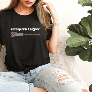 Frequent Flyer Shirt, Witches Tee, Broomstick Shirt, Halloween T-Shirt, Halloween Teacher Gift, Cute Halloween Shirt, Halloween Plus Sizes