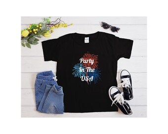 Kid's Party in the USA T-Shirt, Fourth of July Shirt, Fireworks Shirt, Boys, Girls