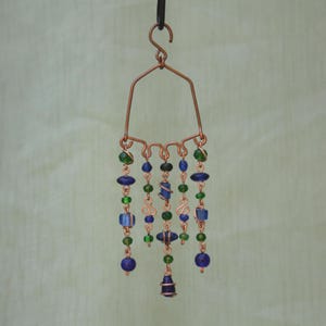 Blueberry Basket: Czech Glass Bead Sun catcher, Handmade Wire Ornament