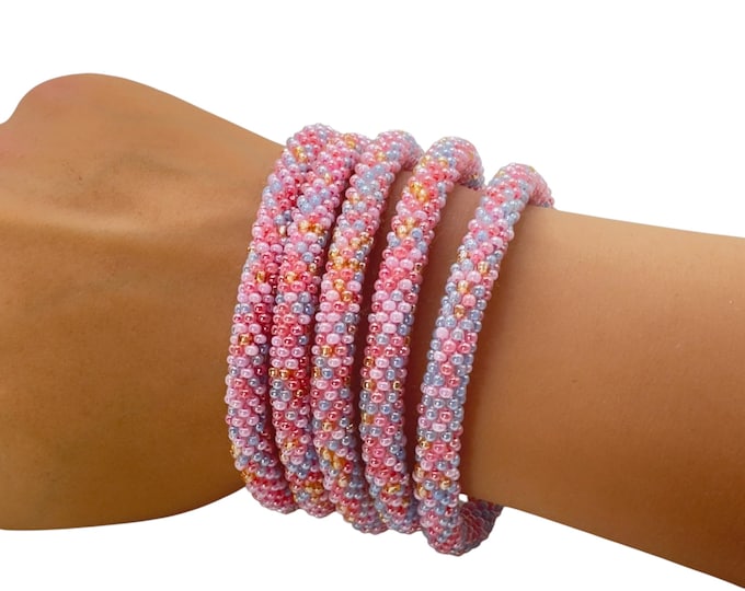 Pink Confetti | Nepal Glass Bead Bracelet| Beadwork Handmade Bracelet | One Bracelet