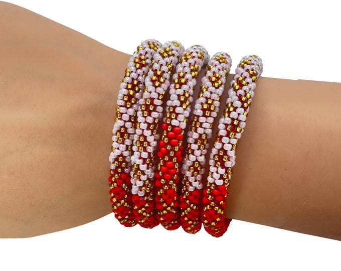 Amber Blush | Nepal Glass Bead Bracelet| Beadwork Handmade Bracelet | One Bracelet