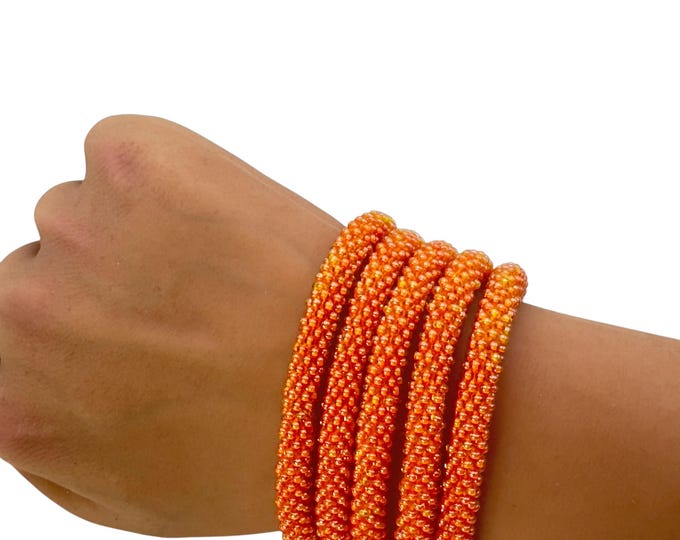 Iridescent Orange| Nepal Glass Bead Bracelets | Beadwork Handmade Bracelets | One Bracelet