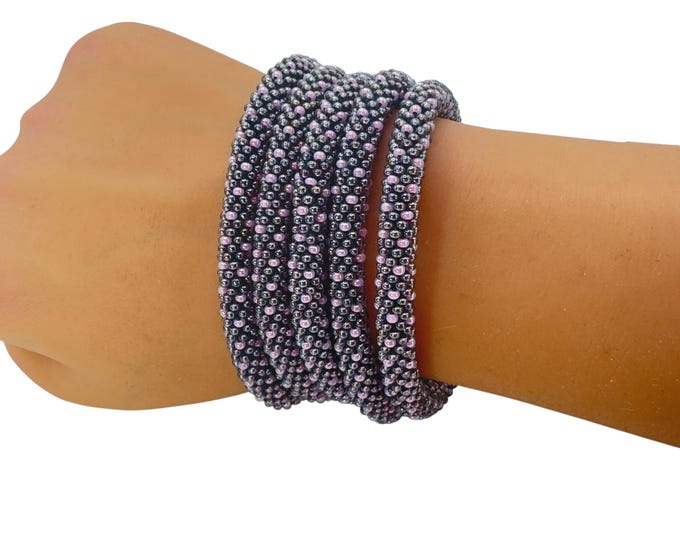 Smokey Blush | Nepal Glass Bead Bracelet| Beadwork Handmade Bracelet | One Bracelet