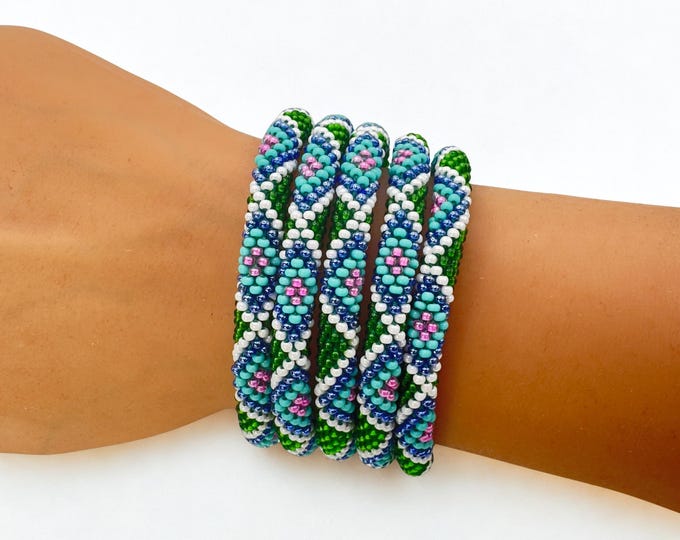 Boho Azure | Nepal Glass Bead Bracelet| Beadwork Handmade Bracelet | One Bracelet