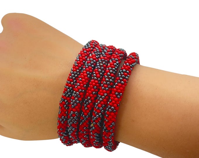 Sable Rose | Nepal Glass Bead Bracelet| Beadwork Handmade Bracelet | One Bracelet