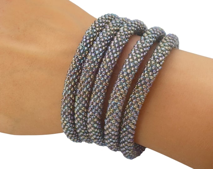 Iridescent Grey | Nepal Glass Bead Bracelets | Beadwork Handmade Bracelets | One Bracelet
