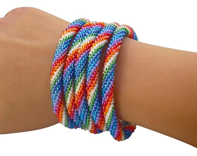 Sapphire Rainbow | Nepal Glass Bead Bracelet| Beadwork Handmade Bracelet | One Bracelet