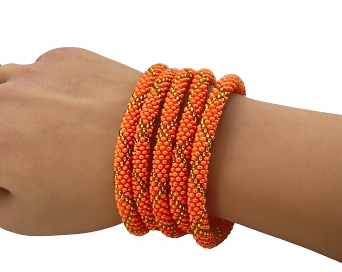 Clementine | Nepal Glass Bead Bracelets | Beadwork Handmade Bracelets | One Bracelet