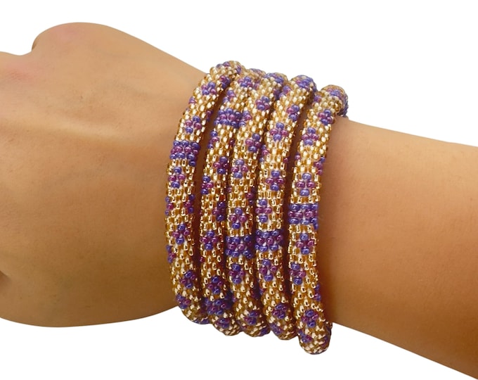 Golden Amehyst | Nepal Glass Bead Bracelets | Beadwork Handmade Bracelets | One Bracelet
