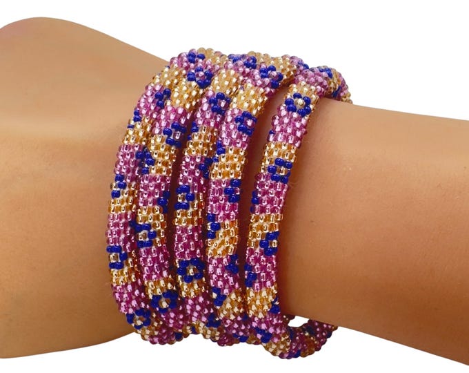 Lavender Bloom | Nepal Glass Bead Bracelet| Beadwork Handmade Bracelet | One Bracelet
