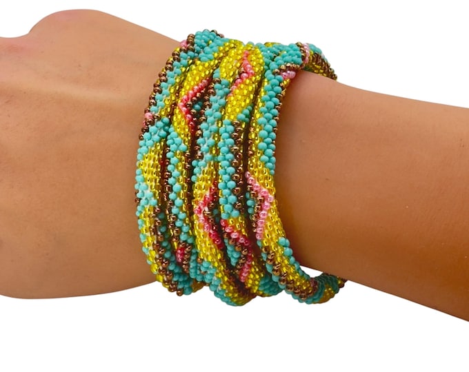 Boho Bohemian | Nepal Glass Bead Bracelet| Beadwork Handmade Bracelet | One Bracelet