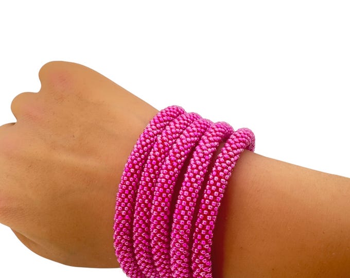 Iridescent Pink | Nepal Glass Bead Bracelets | Beadwork Handmade Bracelets | One Bracelet