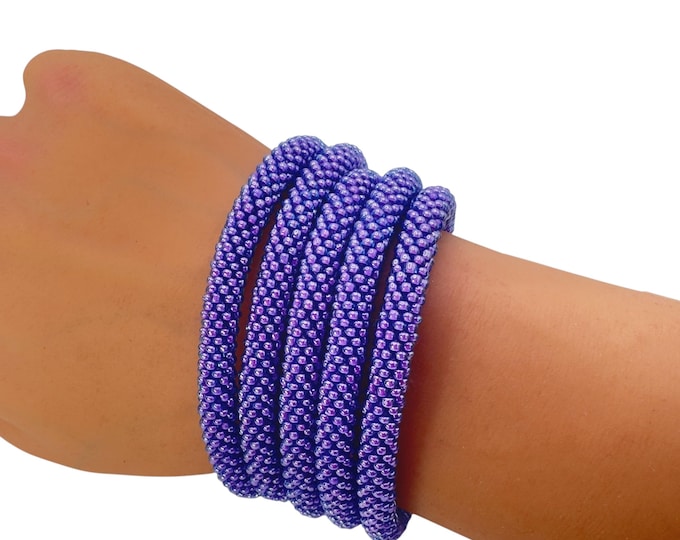 Iridescent Purple | Nepal Glass Bead Bracelets | Beadwork Handmade Bracelets | One Bracelet