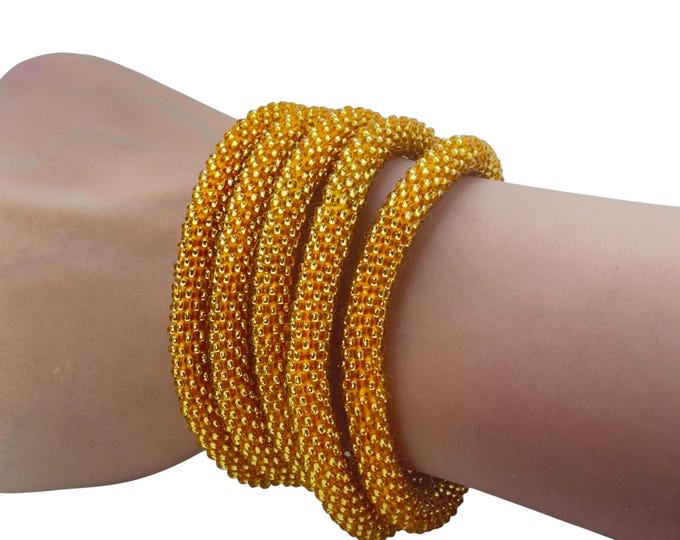 Iridescent Gold | Nepal Glass Bead Bracelets | Beadwork Handmade Bracelets | One Bracelet