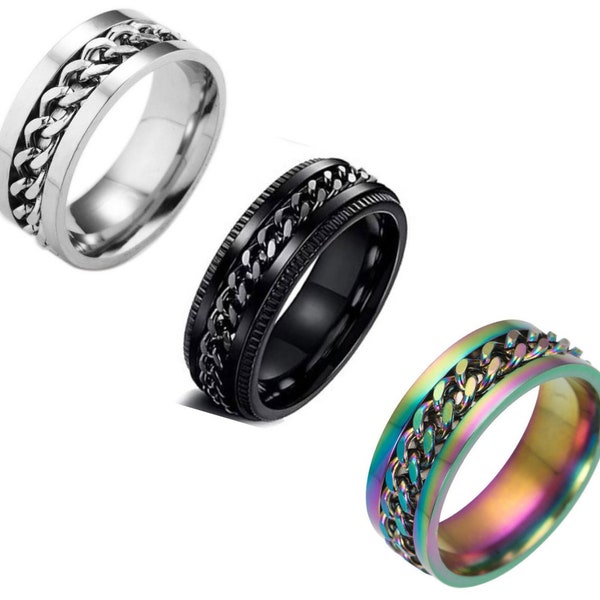 Fidget Rings, Stainless Steel Anxiety Rings for Men and Women, Wedding Rings, Spinner Rings