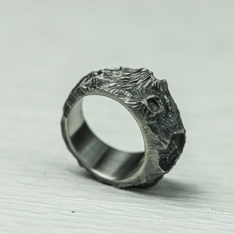 silver ring-  earth moon