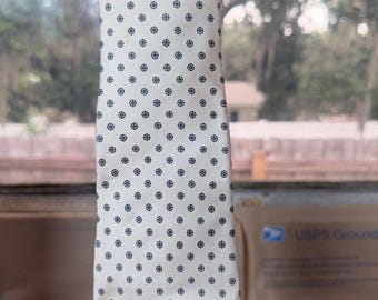 Chaps Ralph Lauren All Silk Tie Cream Navy Medallion