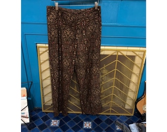 Vintage First Option Brown Paisley Pants Size 10