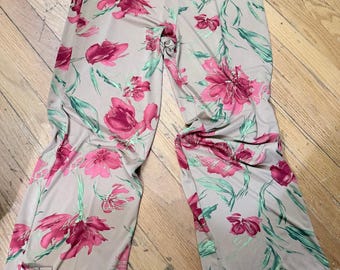 Vintage Donna Toran Blush Floral Pull-On Pants Size Small 80s 90s