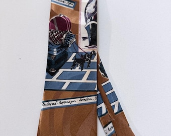 Vintage Bugle Boy Novelty Necktie — Pan American Airways Travel Collage — 1980s Art Deco Men's Tie