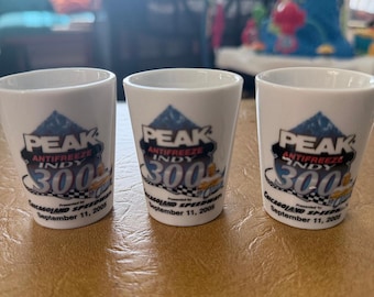 Lot of 3 PEAK Antifreeze Indy 300 Shot Glasses 2005 Chicagoland Speedway Racing