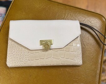 Vintage Anne Klein Clutch Beige/White