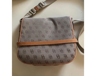 VIntage Dooney & Bourke Monogram Crossbody Bag Brown Tan