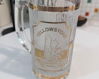 Vintage Yellowstone National Park Gold Glass Mug – 22k Gold Culver