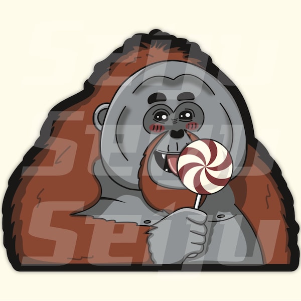 Cute Orangutan Sticker | Die-cut | Vinyl Sticker | Kawaii Animal | Lollipop Sticker | Candy | Laptop Sticker | Journaling | Stationary