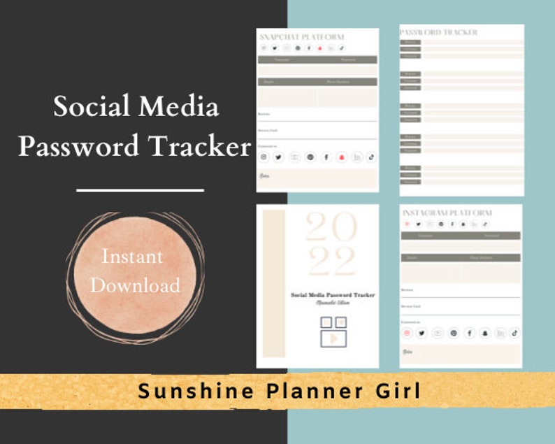 View of Printable Social Media Password Tracker, Social Media Password ...
