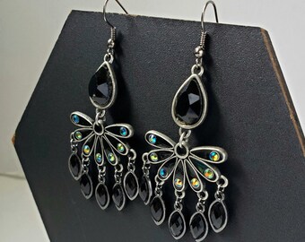 Peacock Inspired Chandelier Earrings | Handmade | Modern earrings | AxsentsCustomJewelry