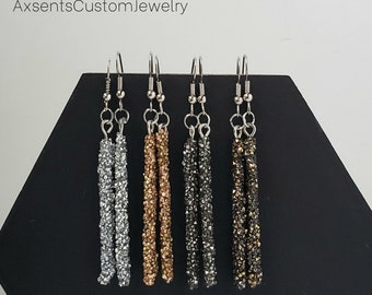 Metallic Minimal Sparkle Dangle Earrings | handmade | silver, gold, pewter, black/gold | handmade | AxsentsCustomJewelry