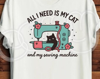 Ropa de patchwork Todo lo que necesito es mi perro o gato y coser Camiseta personalizada